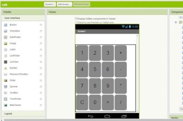 Kalkulator Sederhana menggunakan MIT App Inventor